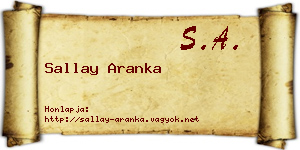Sallay Aranka névjegykártya